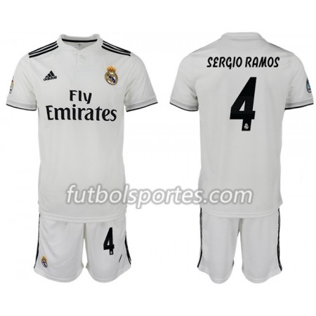 Camisetas Real Madrid SERGIO RAMOS 4 Niño Primera Equipacion 2018/2019